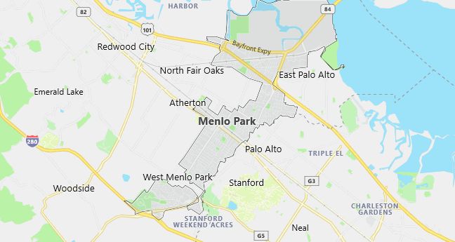 Map of Menlo Park, CA