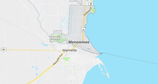 Map of Menominee, MI