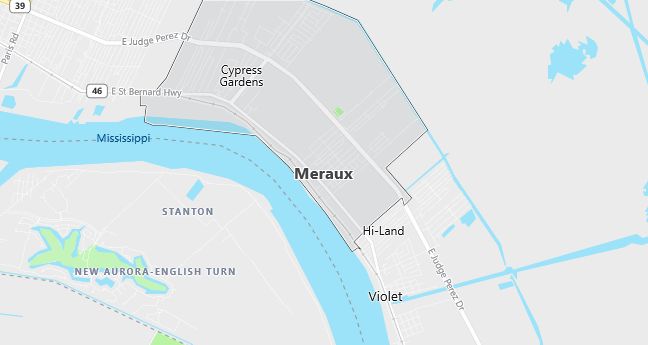 Map of Meraux, LA