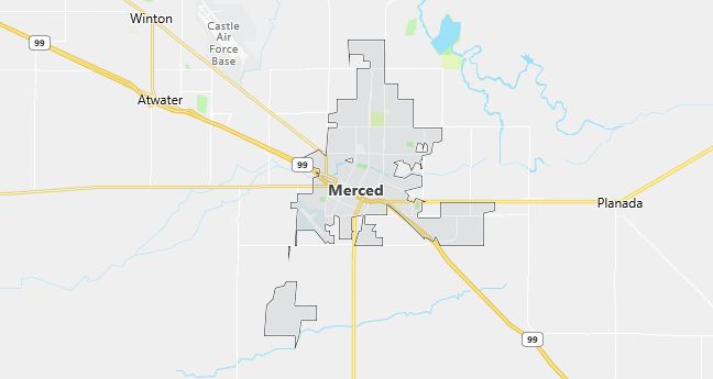 Map of Merced, CA