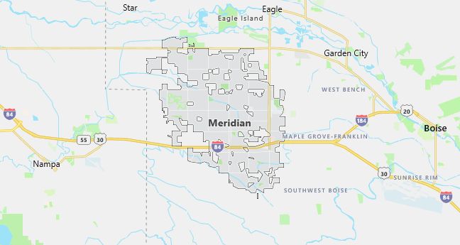 Map of Meridian, ID