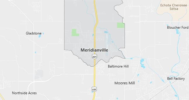 Map of Meridianville, AL