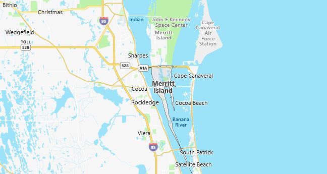 Map of Merritt Island, FL