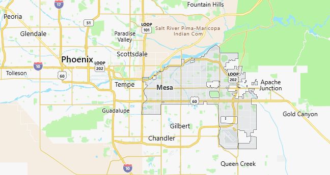 Map of Mesa, AZ