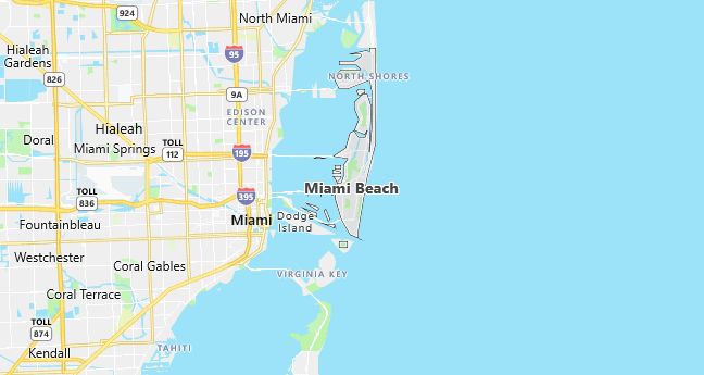 Map of Miami Beach, FL