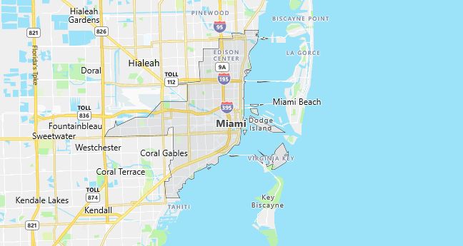 Map of Miami, FL