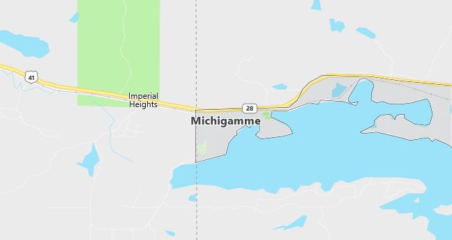 Map of Michigamme, MI