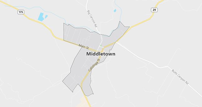 Map of Middletown, CA