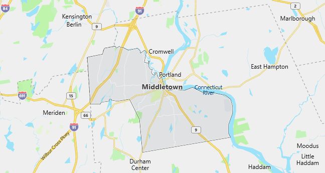 Map of Middletown, CT