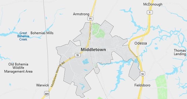 Map of Middletown, DE