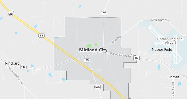 Map of Midland City, AL