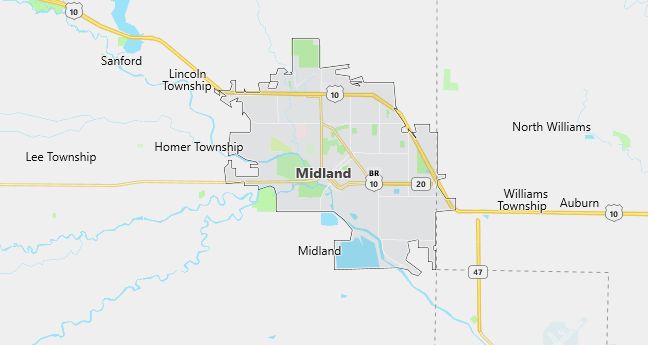 Map of Midland, MI