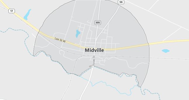 Map of Midville, GA