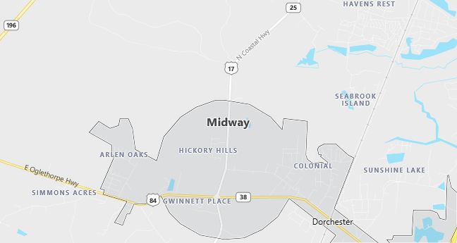 Map of Midway, GA