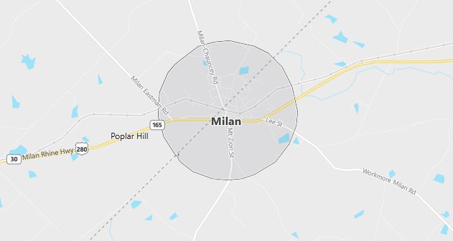 Map of Milan, GA