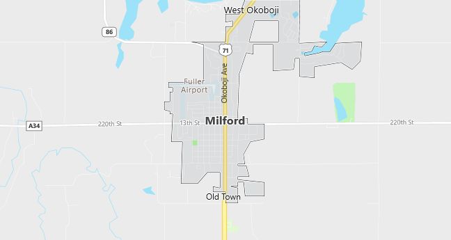 Map of Milford, IA