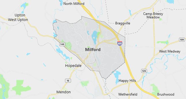 Map of Milford, MA