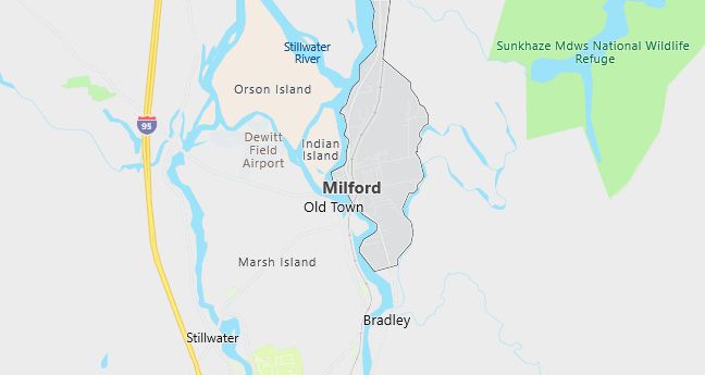 Map of Milford, ME