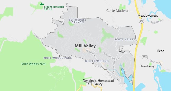 Map of Mill Valley, CA