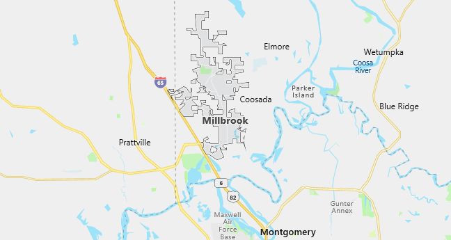 Map of Millbrook, AL