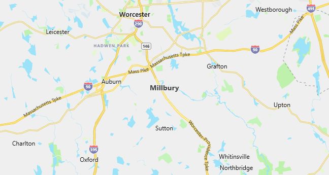 Map of Millbury, MA