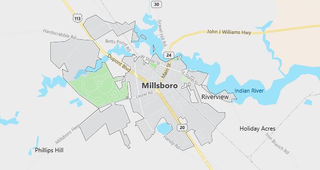 Map of Millsboro, DE