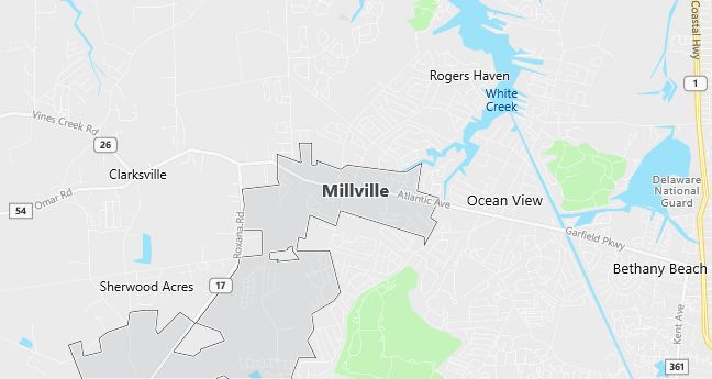 Map of Millville, DE