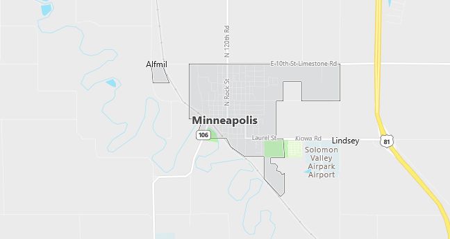 Map of Minneapolis, KS