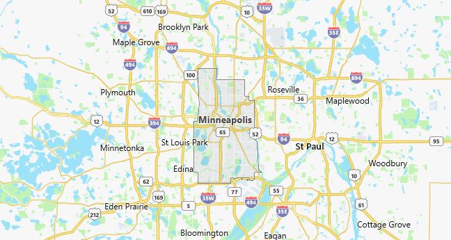 Map of Minneapolis, MN