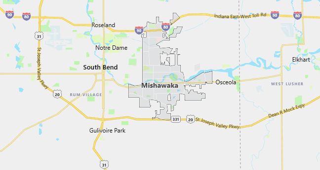 Map of Mishawaka, IN