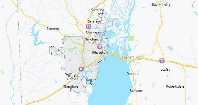 Map of Mobile, AL