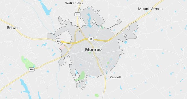 Map of Monroe, GA