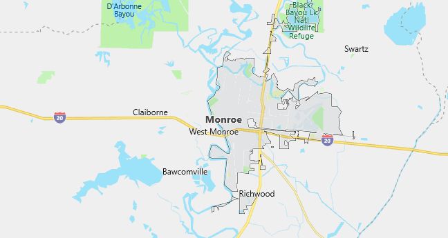 Map of Monroe, LA