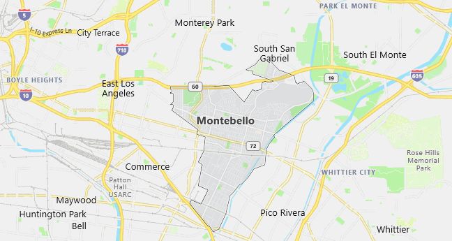 Map of Montebello, CA