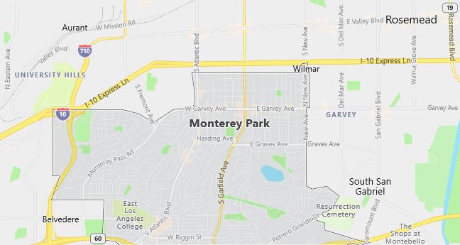 Map of Monterey Park, CA