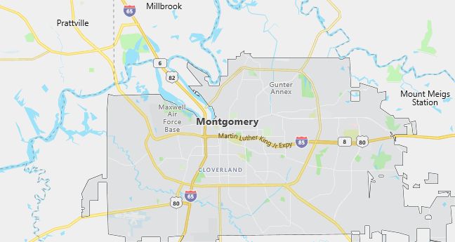 Map of Montgomery, AL