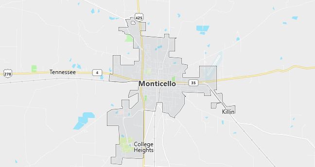 Map of Monticello, AR