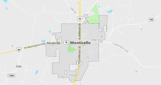 Map of Monticello, FL