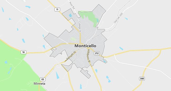 Map of Monticello, GA