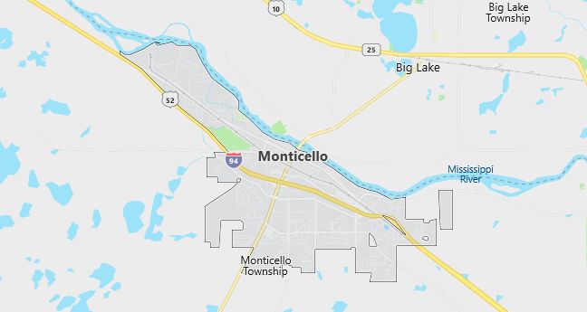 Map of Monticello, MN