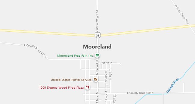 Map of Mooreland, IN