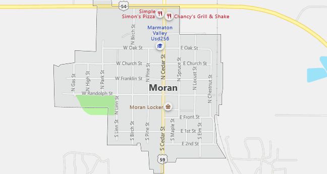 Map of Moran, KS