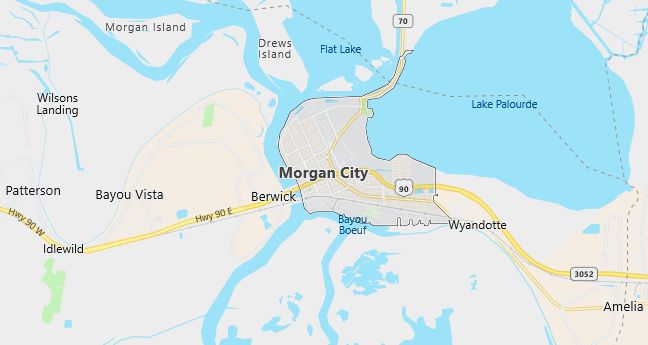 Map of Morgan City, LA