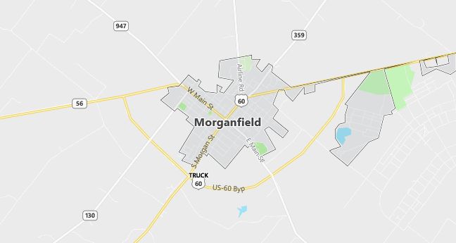 Map of Morganfield, KY