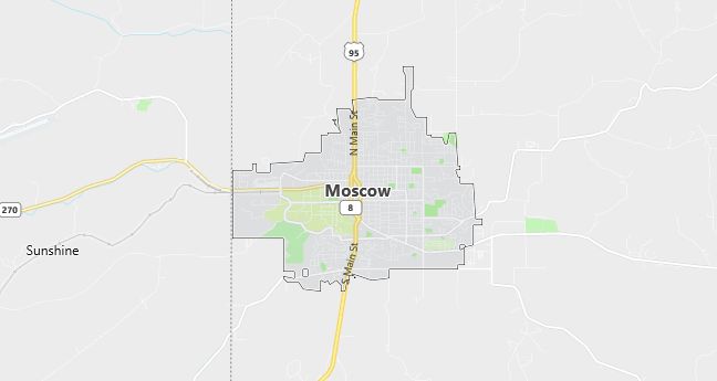 Map of Moscow, ID