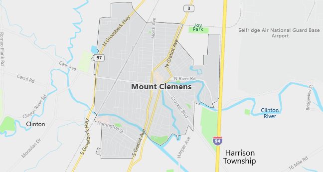 Map of Mount Clemens, MI