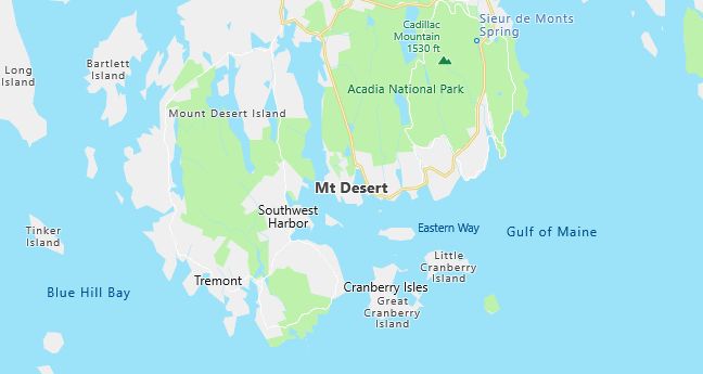 Map of Mount Desert, ME