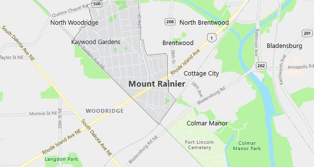 Map of Mount Rainier, MD