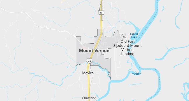 Map of Mount Vernon, AL