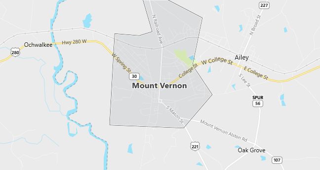 Map of Mount Vernon, GA